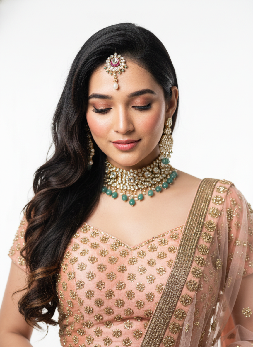 Peach Raw Silk Lehenga - Sunehri Gulnaar Collection