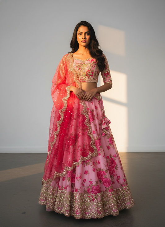 The Rosé Maharani Lehenga | Handcrafted Designer Lehenga