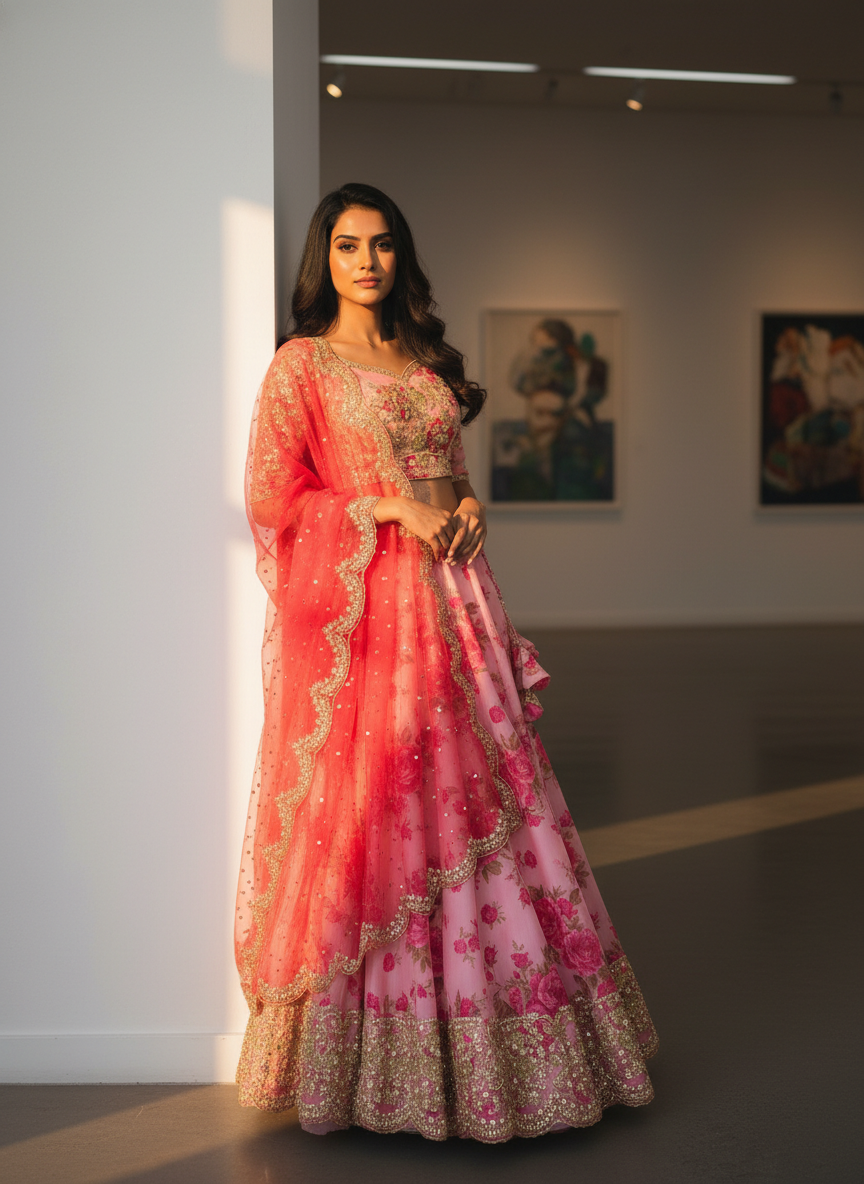 The Rosé Maharani Lehenga | Handcrafted Designer Lehenga