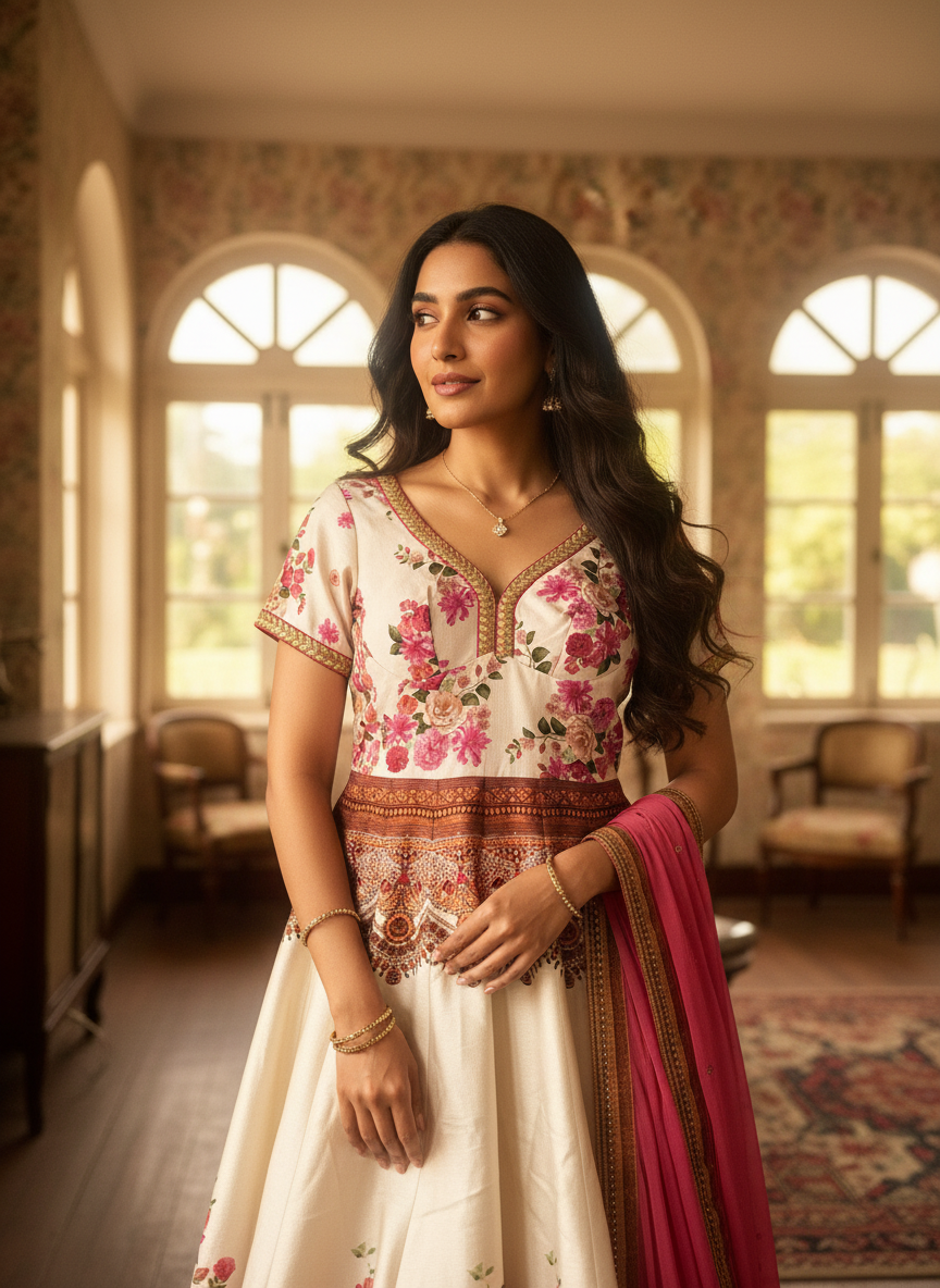 Ivory Designer Anarkali - Gulnaar