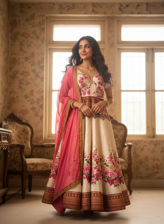 Ivory Designer Anarkali - Gulnaar