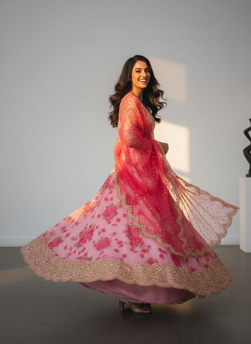The Rosé Maharani Lehenga | Handcrafted Designer Lehenga