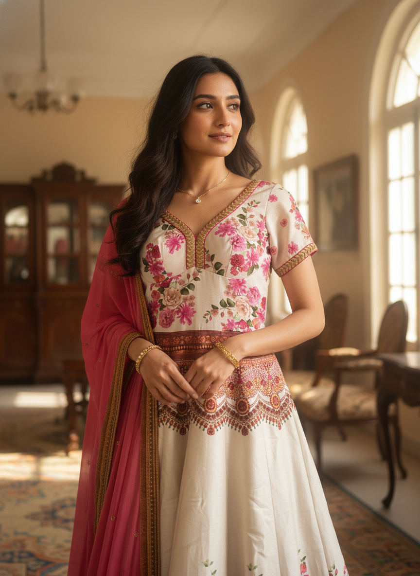 Ivory Designer Anarkali - Gulnaar