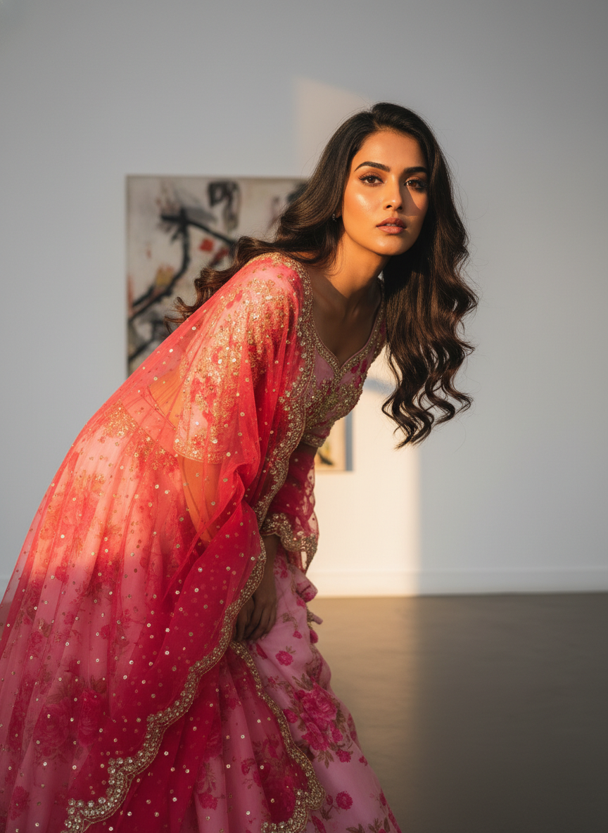 The Rosé Maharani Lehenga | Handcrafted Designer Lehenga